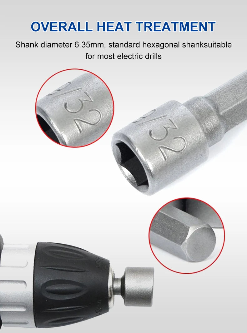 Clé hexagonale intérieure à douille puissante Tournevis à poignée hexagonale Tige d'extension de douille Tournevis pneumatique Ensemble d'outils d'insertion 