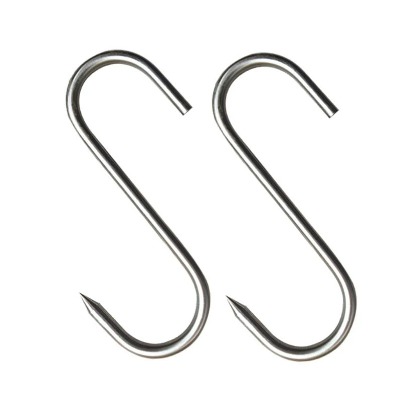 Stainless Steel S Hooks with Sharp Tip Utensil Meat Clothes Hanger Hanging Hooks for Butcher Shop Kitchen Baking Tools