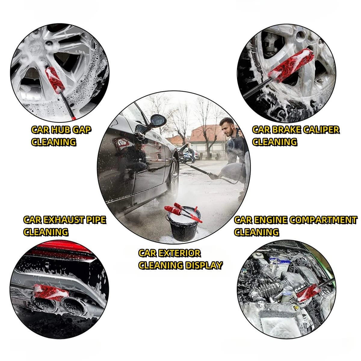 Auto Wheel Detailing Brush Bendable Wheel Woolies Car Cleaning Tools for Car Rim Tire Washing Easily Clean Hard-To-Reach Areas