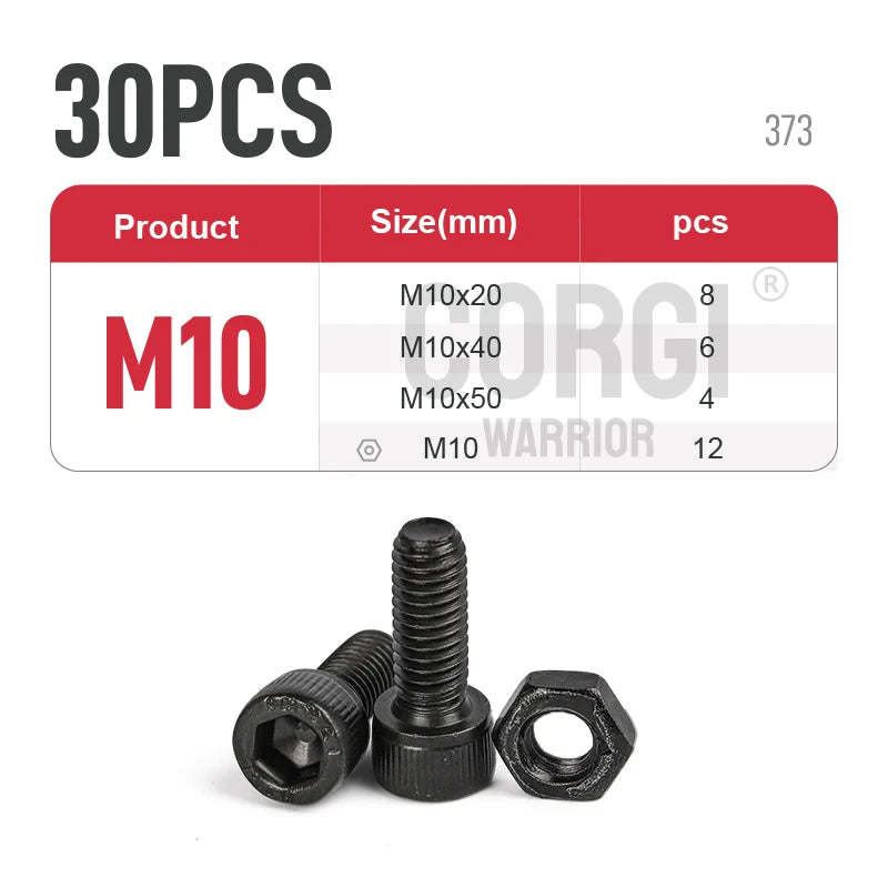 Hex Socket Head Cap Screws Kit M2 M2.5 M3 M4 M5 M6 M8 M10 up to 1140 DIN912 Black 12.9 Grade Carbon Steel Bolts Nuts Assortment