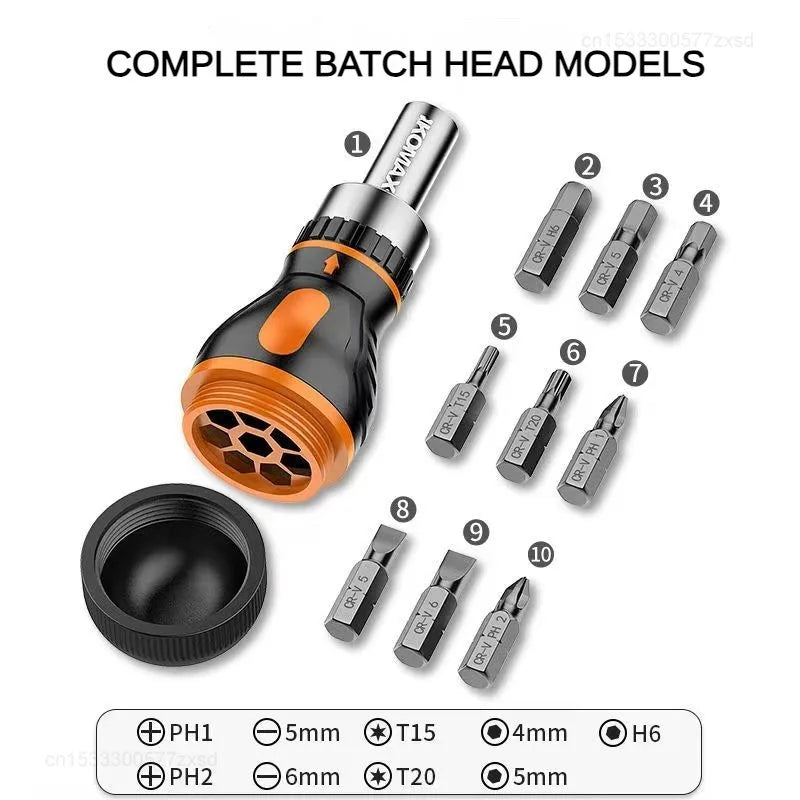 Xiaomi Ensemble de tournevis à cliquet réglable 9 en 1 Outils de tournevis à écrou magnétique Tournevis à main multifonctionnel pour réparation électronique 