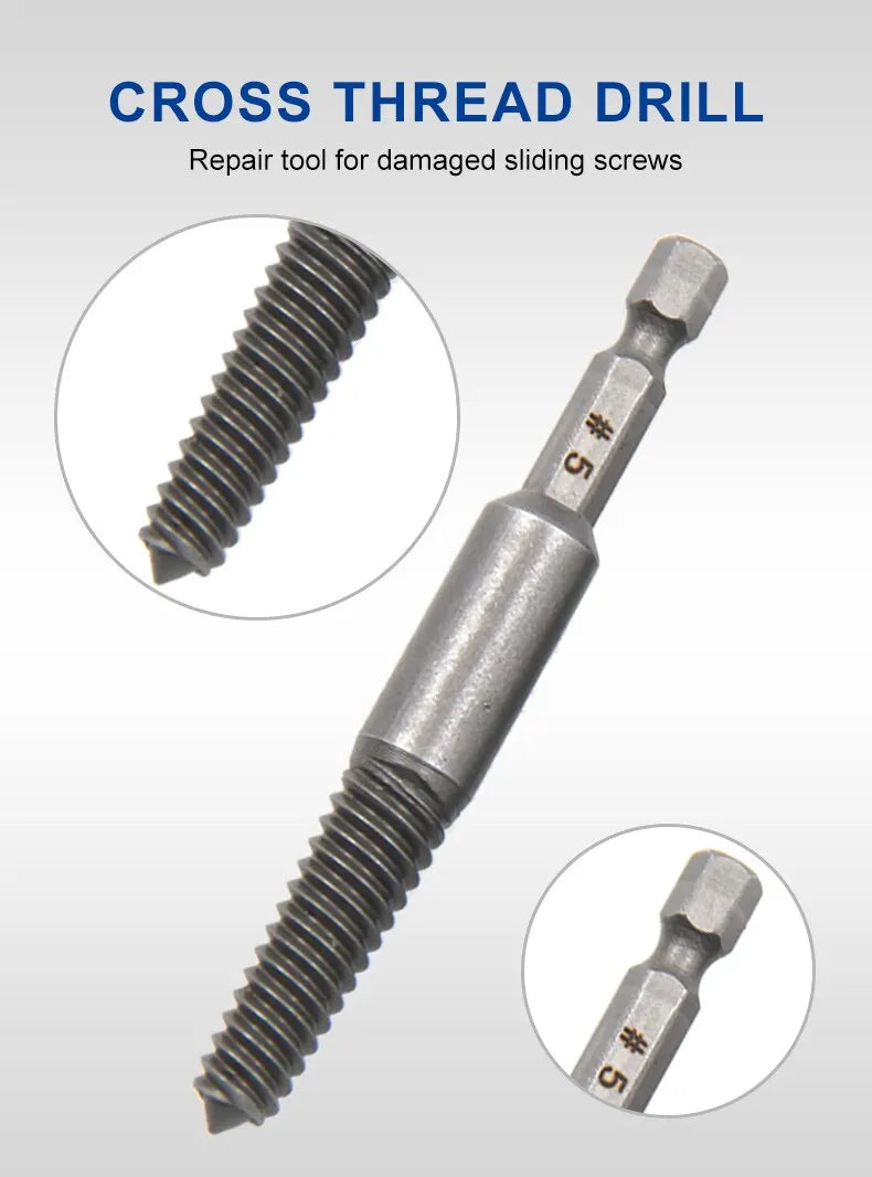 Lot de 10 extracteurs de vis à tête cassée à tige hexagonale, tournevis à tête cassée pour retirer l'ensemble d'outils de perceuse électrique 