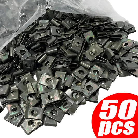 50/20/10Pcs Car Motorcycle Scooter Moped Cover Metal Retainer U-Type Clips ArmyGreen Self-tapping Bumper Fastener Anti-rust Clip - ToolFlx