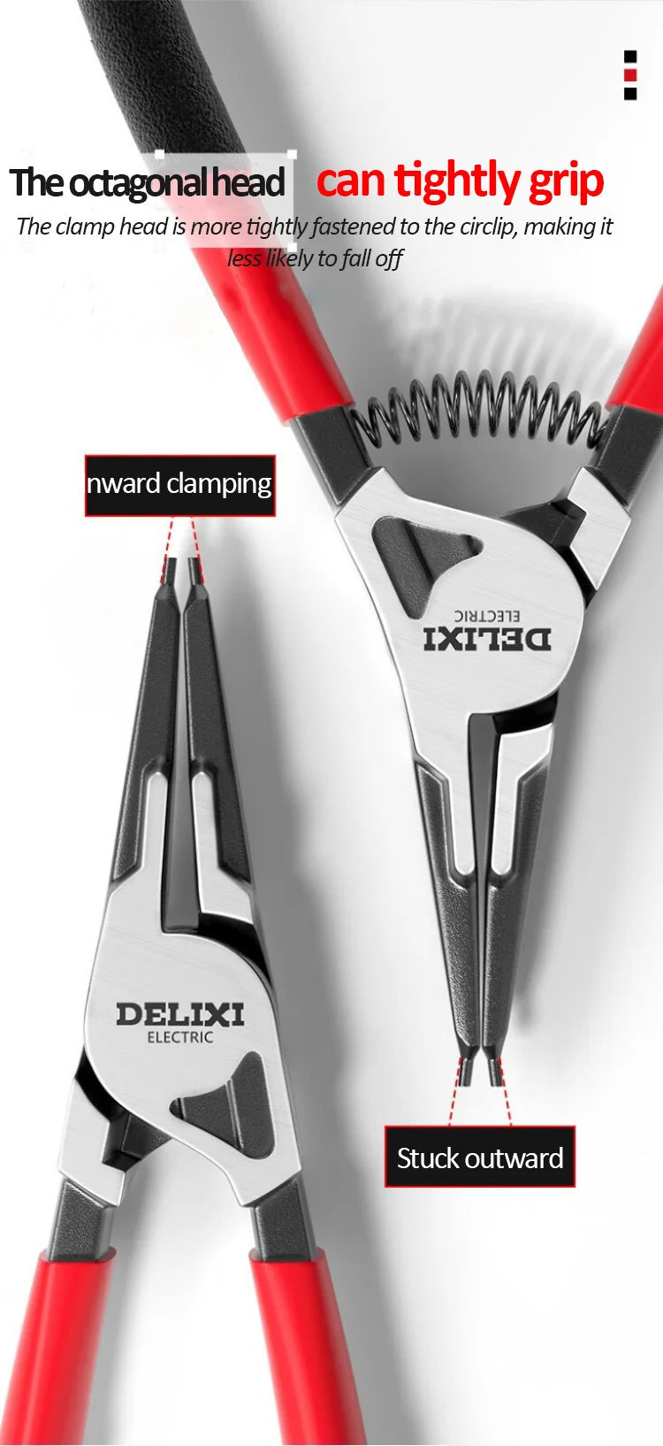 DELIXI ELECTRIC 5-In Circlip Pliers,Needle nose Pliers，Retaining Ring Pliers，for Removing Installing Puller Locking Rings Shafts