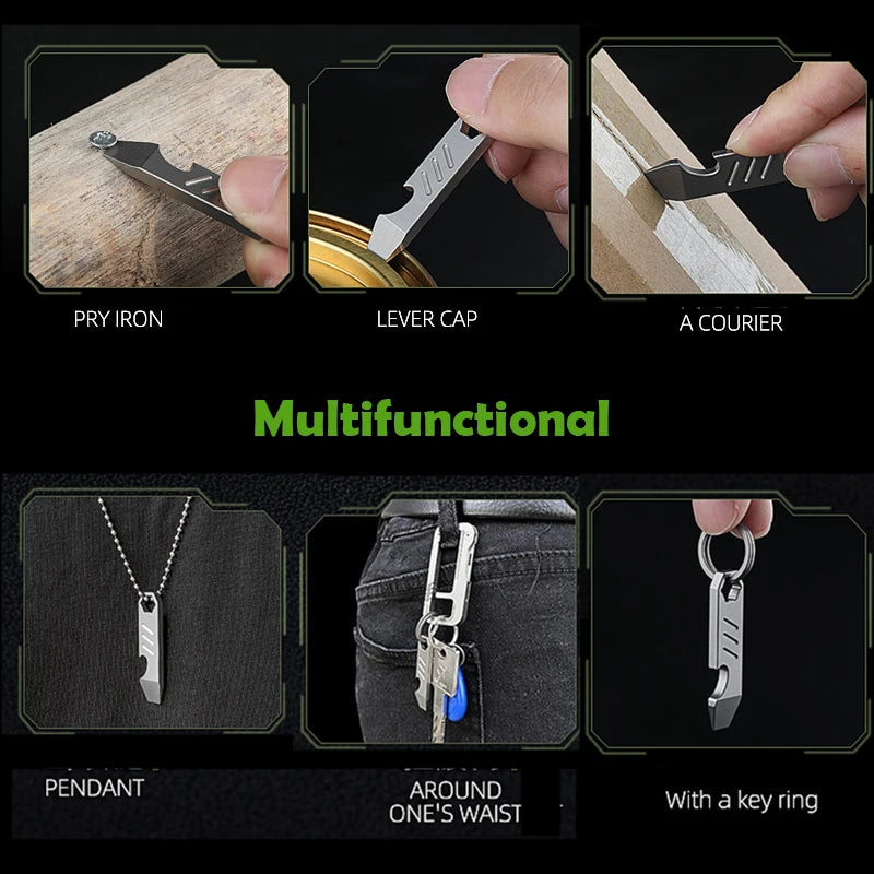 TC4 Titanium Alloy Pry Bar Mini Crowbar EDC Multifunctional Pocket Tool Outdoor Bottle Opener Exquisite Gift