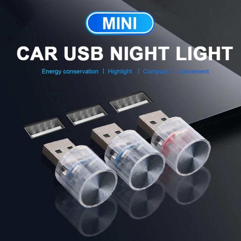 Mini USB LED Car Light Ambient Night Light Decorative Neon Lamp Auto Interior Atmosphere Emergency PC Mobile Power Charging