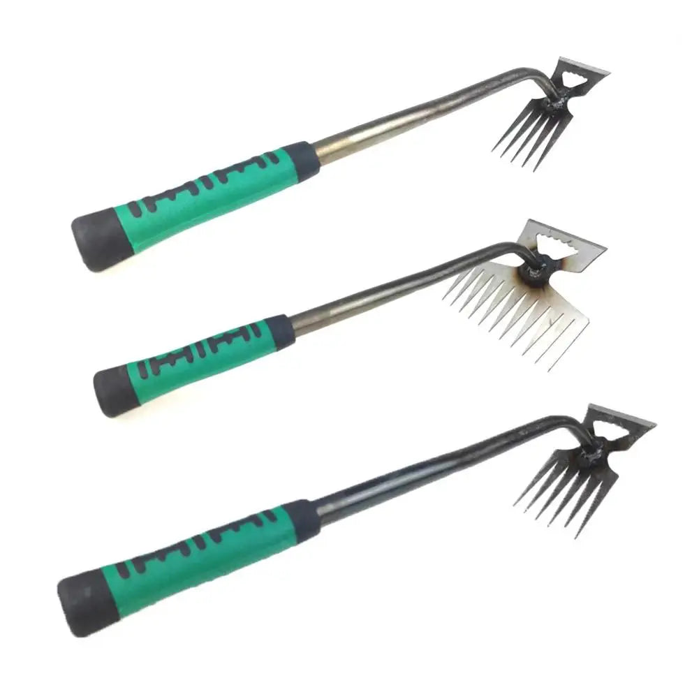 2 In 1 Garden Rake Manual Weed Grass Rooting Tool Puller Shovel 5/6/11 Tooth Weeding Removal Hand Gardening Loose Soil Tool