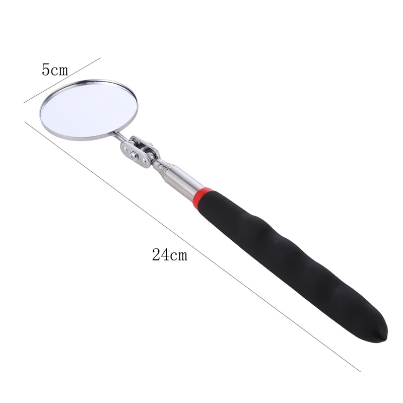 360 Degree Retractable Telescopic Inspection Detection Lens Round Mirror Silver Pocket Clip New Car Tools Extend DIY Tool