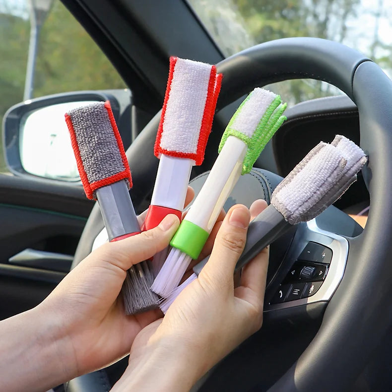 Car Wash Double Head Brushes Air Vent Cleaning Conditioner Grille Duster Wipe Auto Detailing Cleaner Car Interior Cleaning Tools