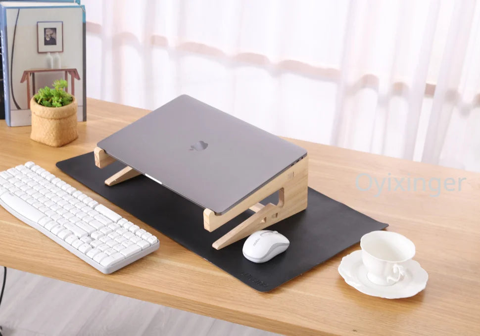 Wood Laptop Stand For MacBook Pro Universal Computer Stands For Desk Vertical Laptop Holder Wooden Laptop Riser For MacBook Air