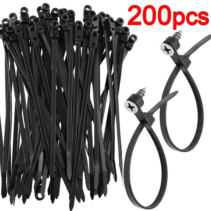 Creative Nylon Cable Ties with Screw Hole Mount Self Locking Loop Wrap Bundle Ties Strap DIY Office Cables Wire Fasten Organizer