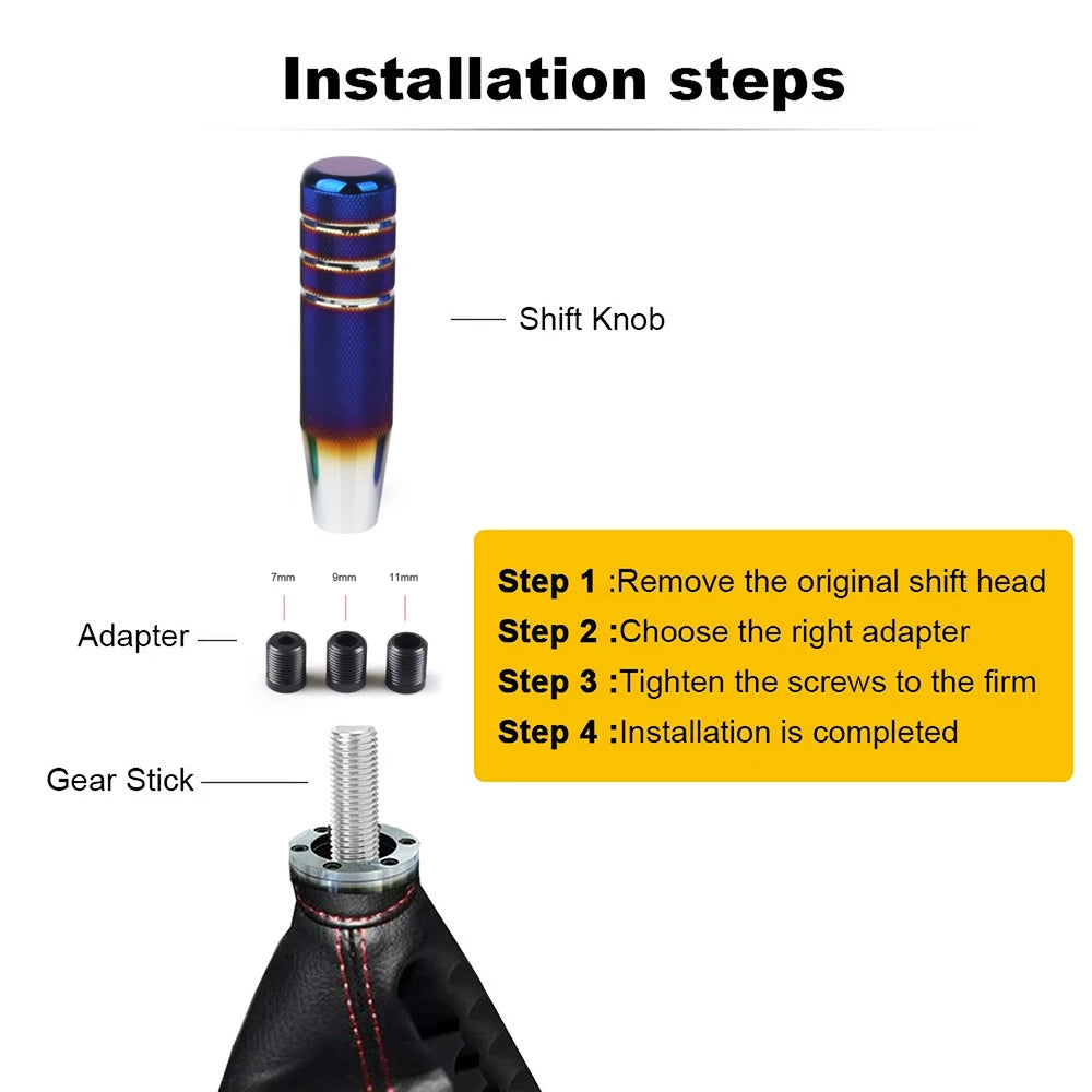 Universal Auto JDM 130MM Rändelschaltknauf Schaltgetriebe Aluminium Rutschfester Schalthebelknauf