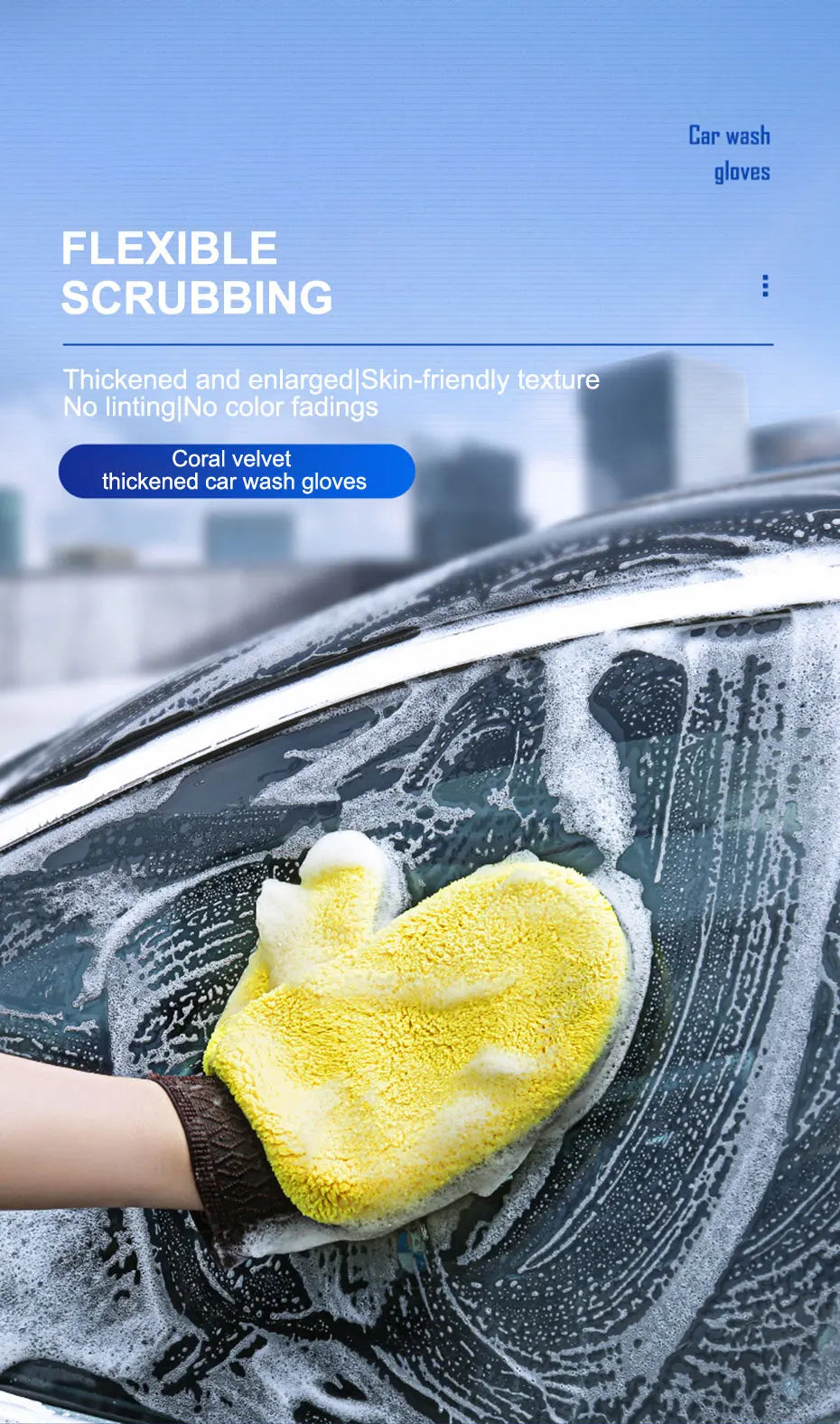 SEAMETAL Car Wash Glove Double-Faced Coral Fleece Auto Cleaning Mitt Gloves Car Window Door Glass Paint Cleaner Care Products