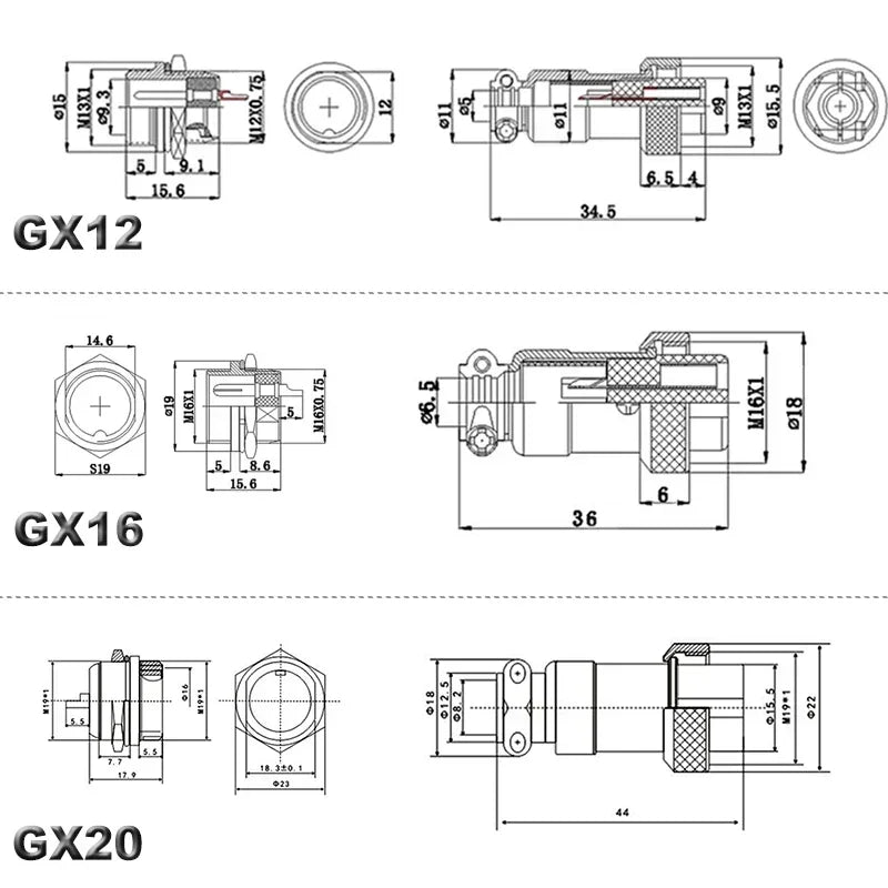 YIDI 5/10Set GX12 GX16 GX20 2 3 4 5 6 7 8 9 10 12 14 15 Broches Mâle Femelle Câble LC Aviator Aviation Connecteur Circulaire Prise 