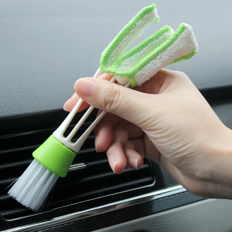 Car Wash Double Head Brushes Air Vent Cleaning Conditioner Grille Duster Wipe Auto Detailing Cleaner Car Interior Cleaning Tools