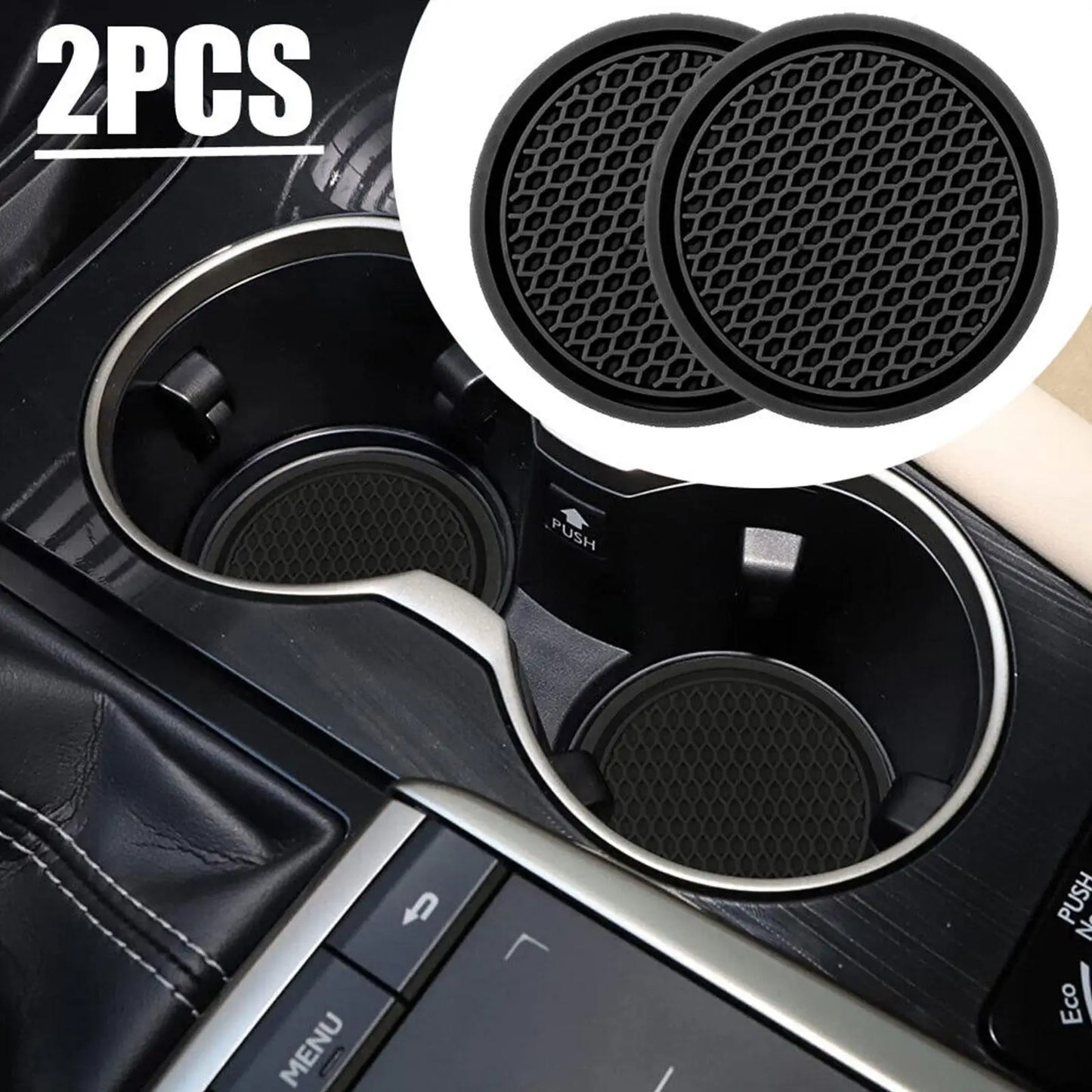 2pcs Non-slip Car Water Cup Pad Diamond Rhinestone Rubber Mat For Bottle Holder Coaster Auto Interior Anti-skid Cup Holders 7cm