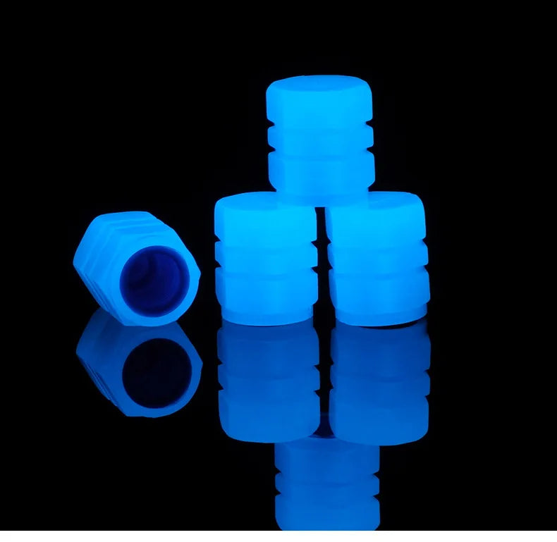 1/4pcs Luminous Valve Caps Car Fluorescent Tire Valves Cap Glow In The Dark Car Motorcycle Bike Wheel Plugs Tyre Hub Cover Decor