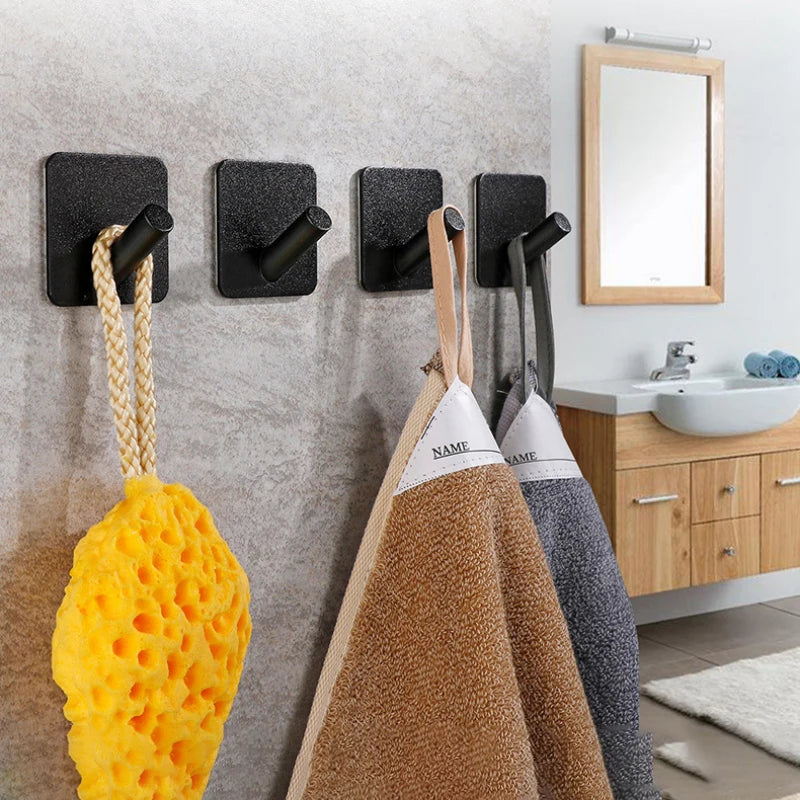 Adhesive Wall Hooks Towel Key Cloth Coat Rack Door Bathroom Robe Hanger Kitchen Bag Sticky Hook Organizer For Hanging Hat