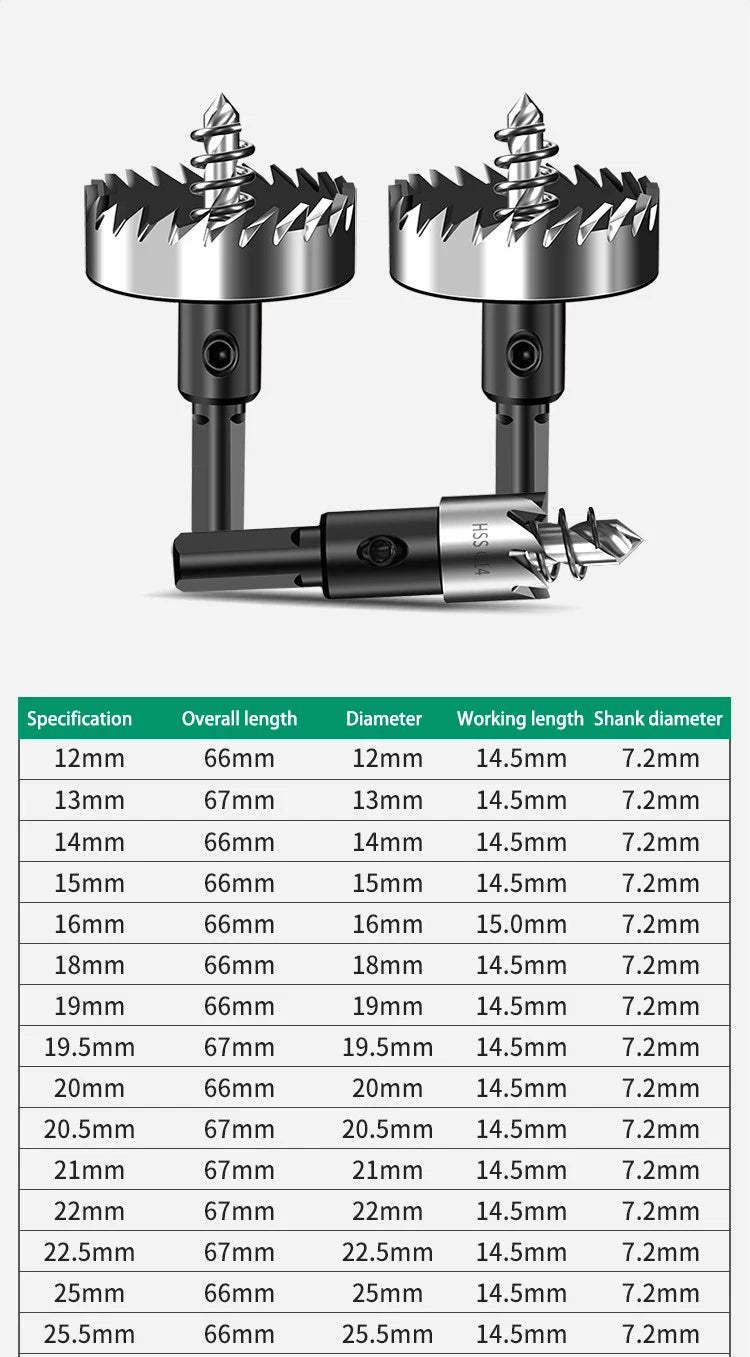 12-100mm Hard Metal Drill Bits Set Hole Saw Heavy Duty Hole Opener Hole Cutter For Metal Iron Wood Plastic Tool Accessories