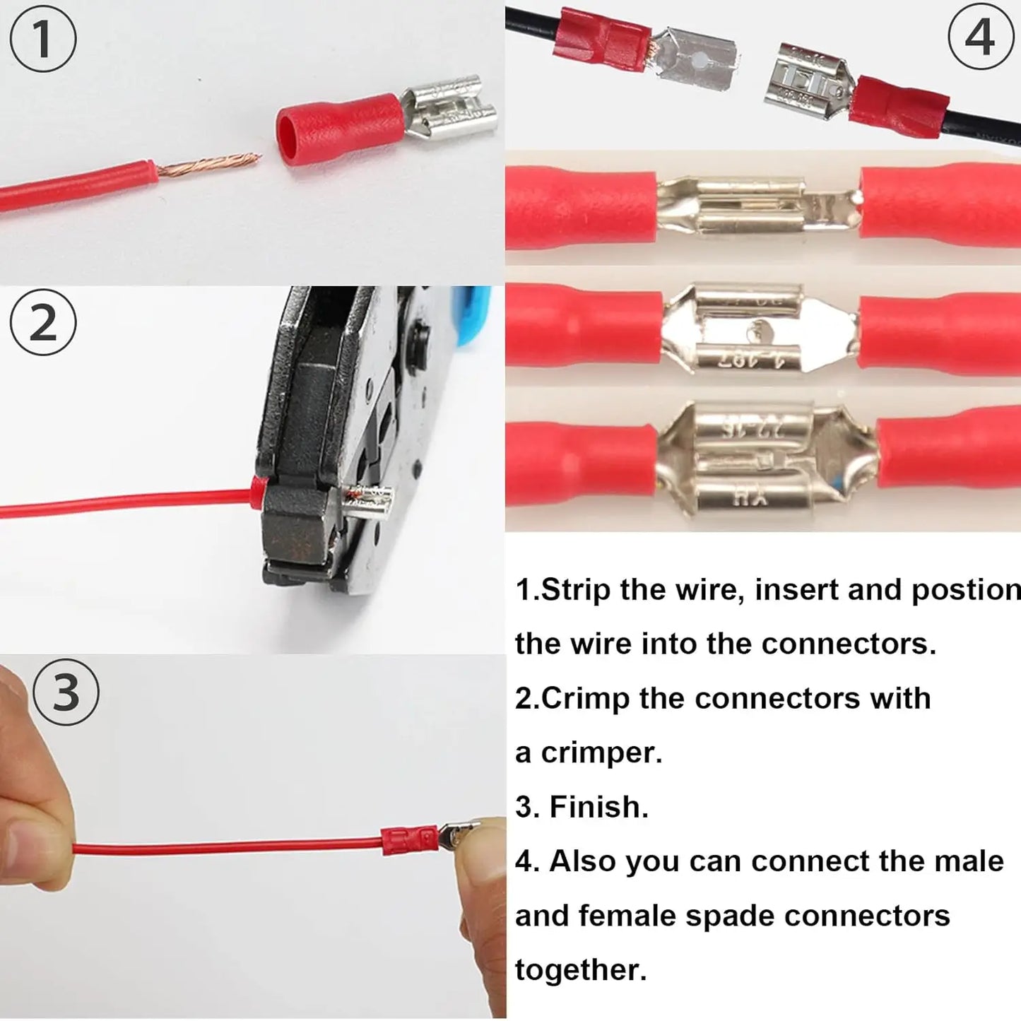 280pcs Wire Connector Kit Male Female Insulated Terminals Cold Crimp Terminals Assorted Crimp Terminals Spade Butt Connector Kit - ToolFlx