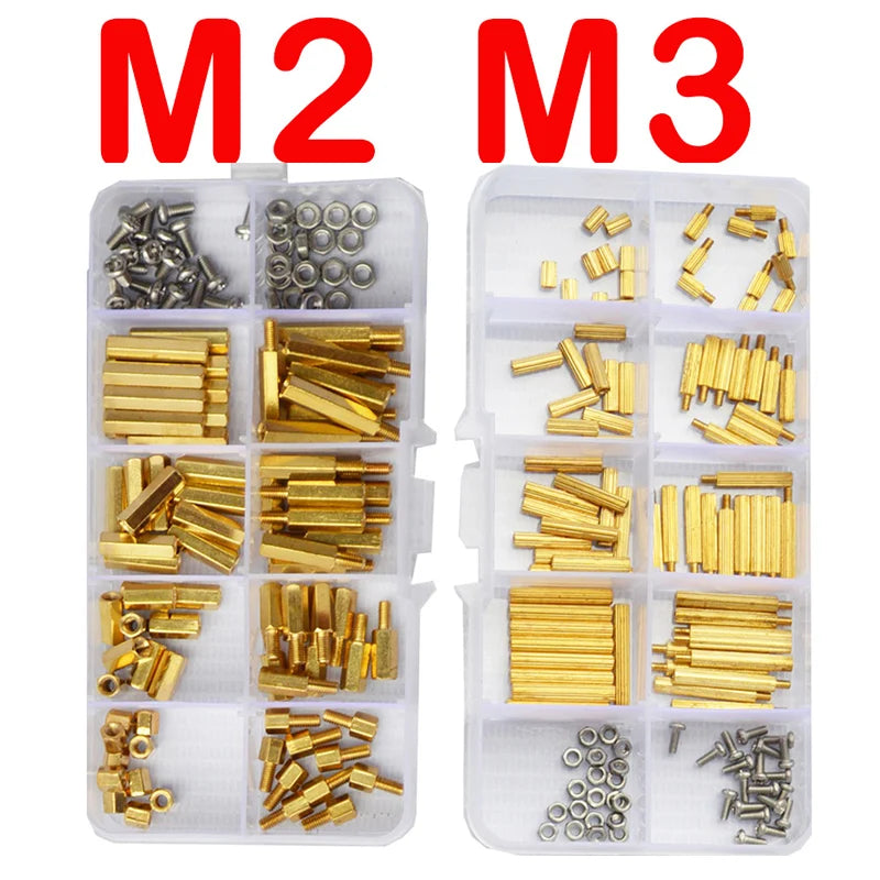 M2 M2.5 M3 M4 Hex Brass Standoff PCB Motherboard Spacer Screw Nut Thread Pillar Mount Male Female Spacer Bolt Assortment Kit