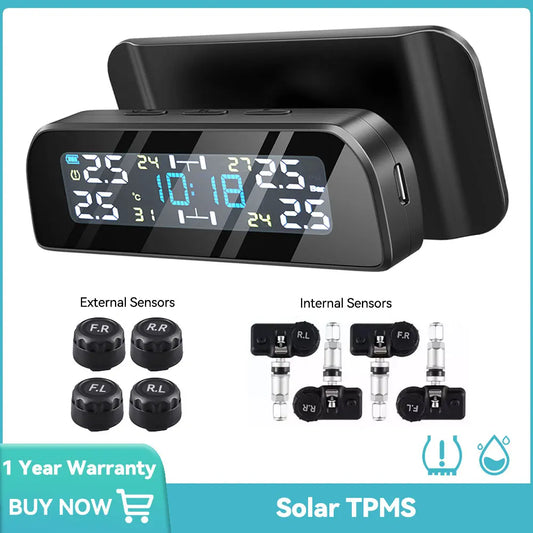 Solar TPMS Sensor Auto Reifendruck Überwachung System Reifen Druck Externe Sensoren für 4 Rad TMPS 