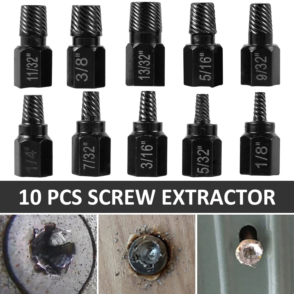 10Pcs Screw Extractor Kit Alloy Steel Damaged Screw Remover Set Metal Easy Out Drill Bits Bolt Stud Multi-Spline Screw Extractor - ToolFlx