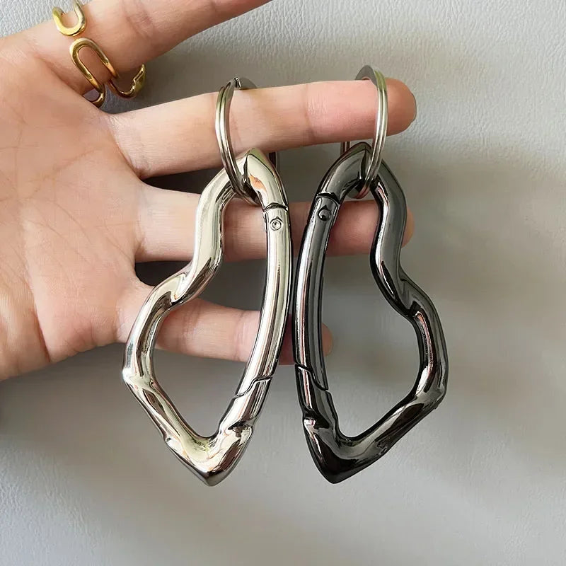 Women Men Essential Icon Carabiner Blackout Keychain Simplicity Female Oval Solid Belt Buckle Couple Sliver Key Ring Unisex