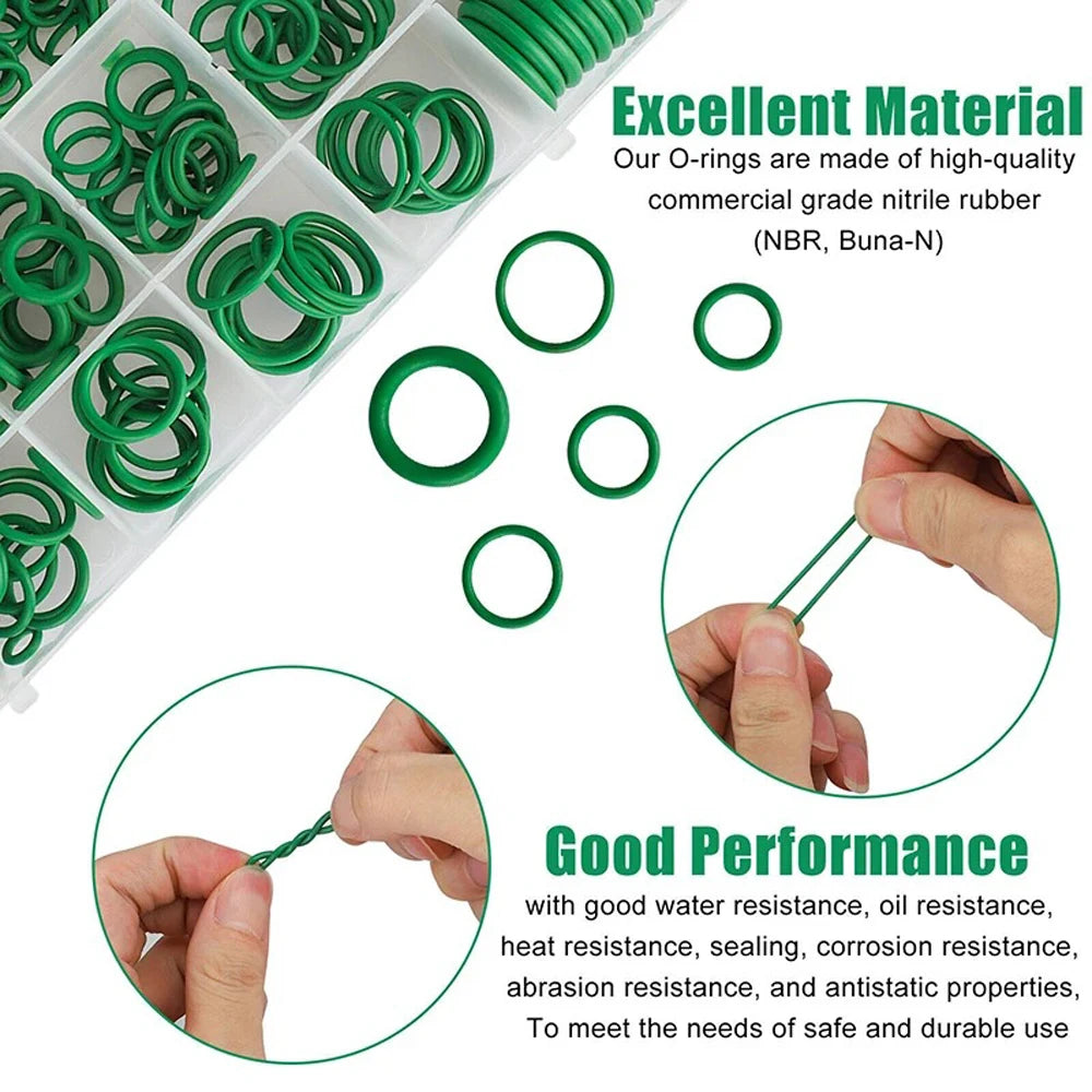 419/225PCS Rubber O-Ring Assortment Kit Buna-N Gasket Sealing Replacement O-Rings 32 Metric Sizes for Plumbing Faucet Repair