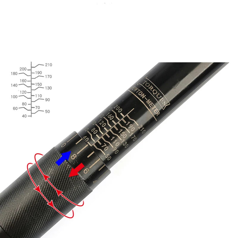 5-210N.m Drehmomentschlüssel 1/2'' 3/8'' 1/4'' Vierkantantrieb Voreingestellter Fahrraddrehmomentschlüssel Zweiwegeratsche Auto Fahrrad Kfz-Handwerkzeuge 