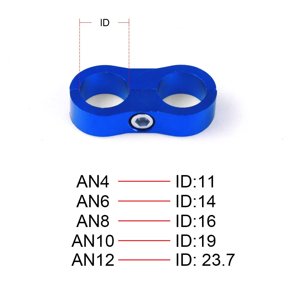 AN4 AN6 AN8 AN10 AN12 Braided Rubber Hose Line Clamp Aluminum Anodized Line Separator Separator Divider Clamp Kit Black Blue