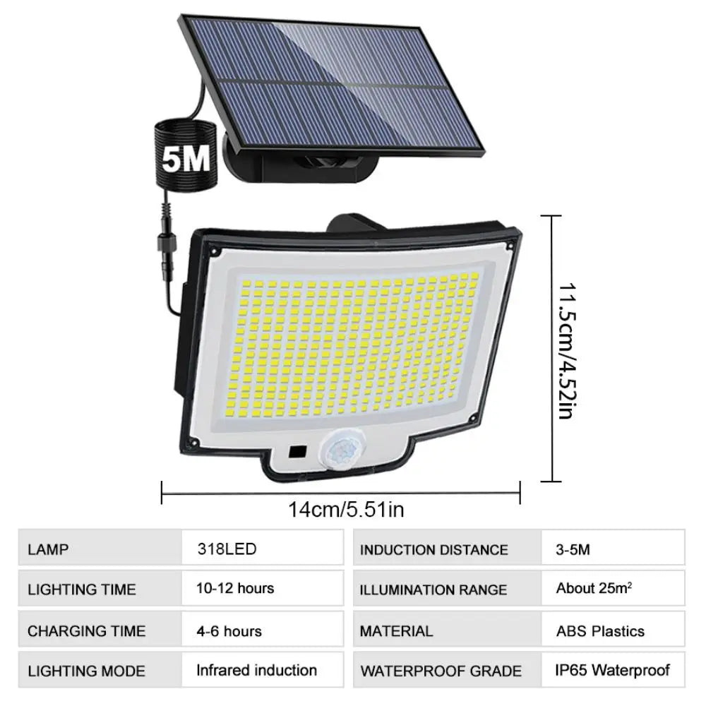 106/318 LED Solar Light Outdoor 328 LED Spotlights IP65 Waterproof Motion Sensor Human Solar Flood Security Lights 3 Modes