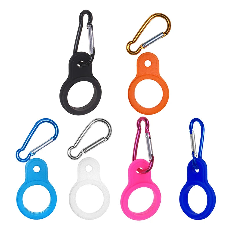 1PC Hohe Qualität Aluminium Sport Wasserkocher Schnalle Outdoor Karabiner Wasser Flasche Halter Gummi Schnallen Haken Camping Wandern Werkzeug 