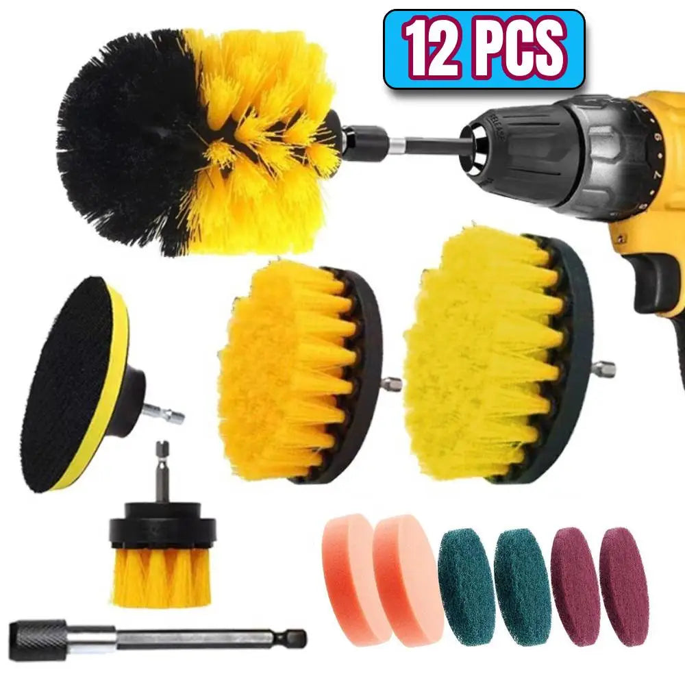 12/4 Pcs Electric Drill Brush Kit scrubber Cleaning Brush For Carpet Glass Car Kitchen Bathroom toilet Cleaning Tools household - ToolFlx