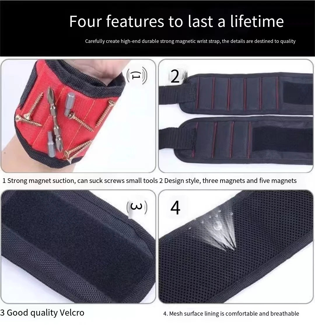 Magnetic Wristband for Holding Screws Nails Drilling Bits Wrist Tool Holder Belts with Strong Magnets Cool Gadgets for Men Women