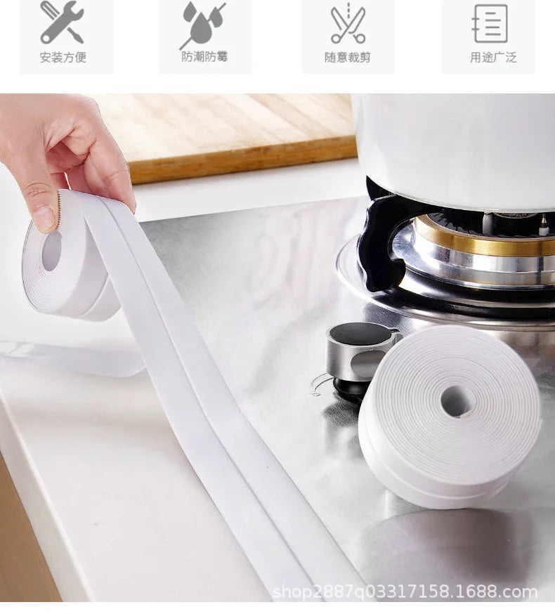 1Piece Kitchen Anti-mildew Tape Bathroom Waterproof Strip Seam Sealing Strip Beauty Seam Sticker Toilet Seam Corner Line Sticker