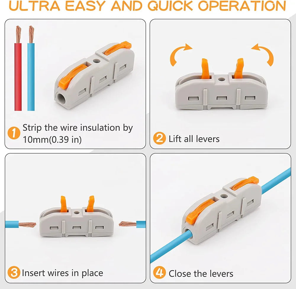 Quick Splicing Multiplex Butt Wire Connector Compact Electrical Cable Terminal Block Home Wiring Connectors for Circuit Inline