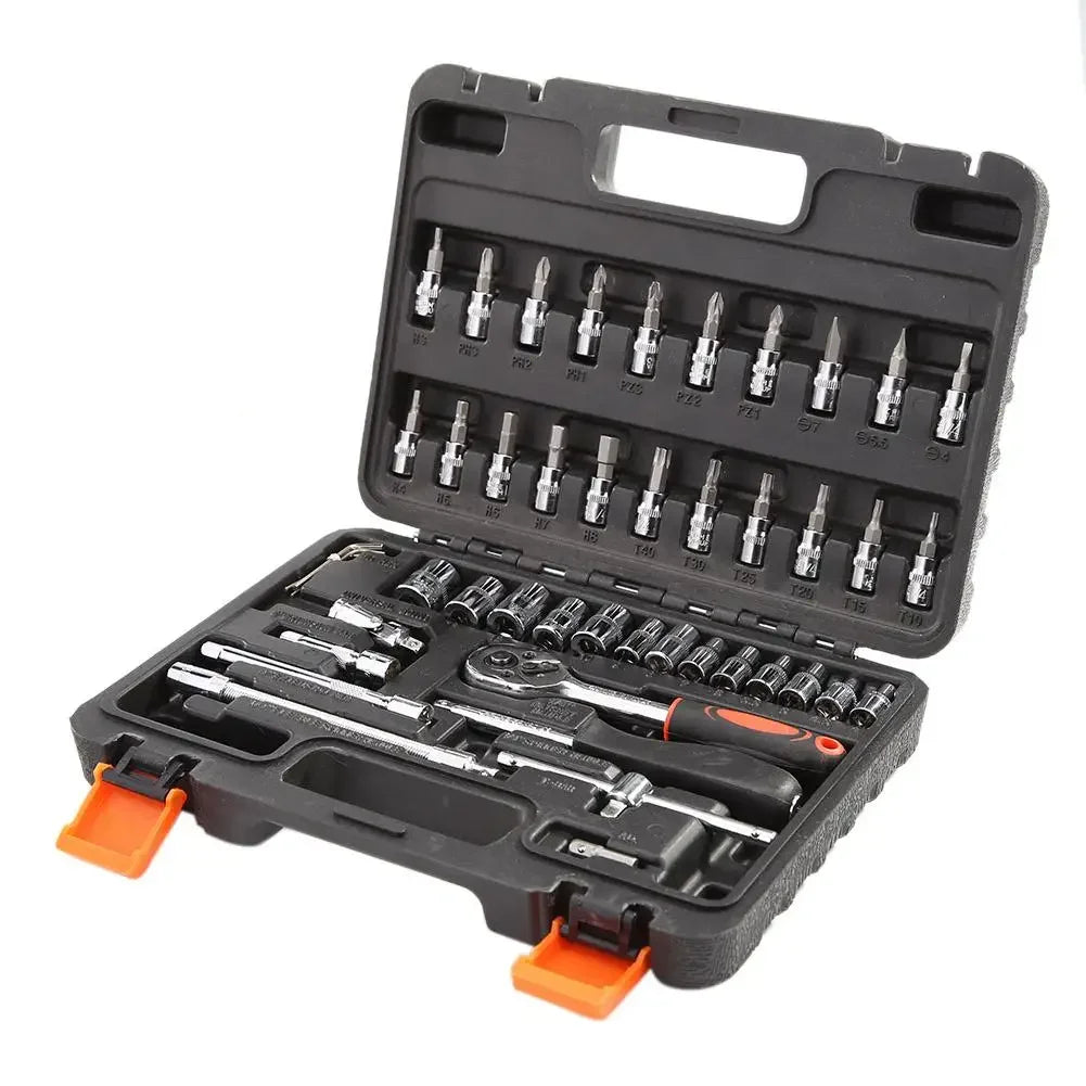 46pcs Ratchet Wrench Set Kit Sleeve for Car Motorcycle Bicycle Repair Tools Combination Repair Wrench Socket Spanner Screwdriver