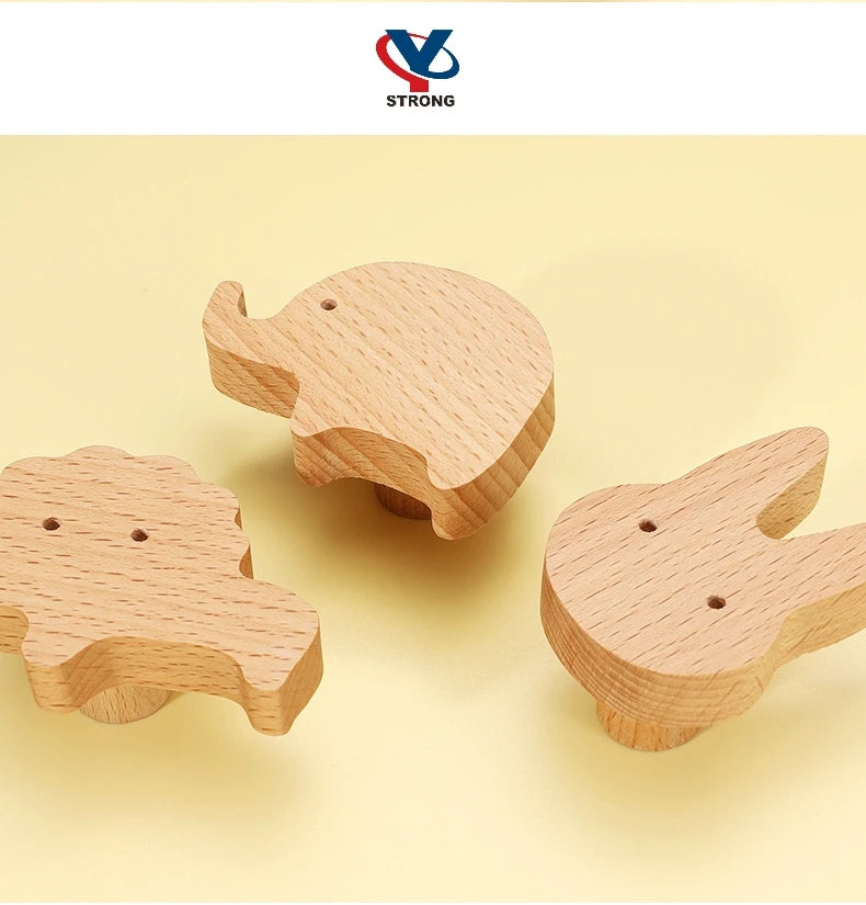 Wooden Animal Cabinet Handles Wood Cloud Hooks Furniture Handles for Cabinets and Drawers Door Knobs Kitchen Wardrobe Door Pulls