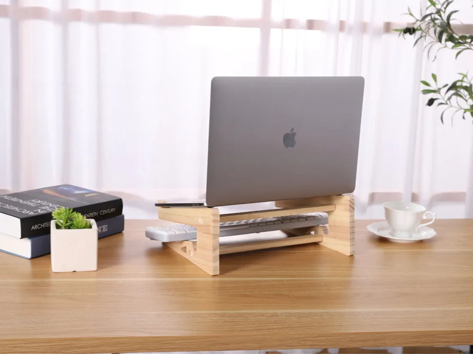 Wood Laptop Stand For MacBook Pro Universal Computer Stands For Desk Vertical Laptop Holder Wooden Laptop Riser For MacBook Air