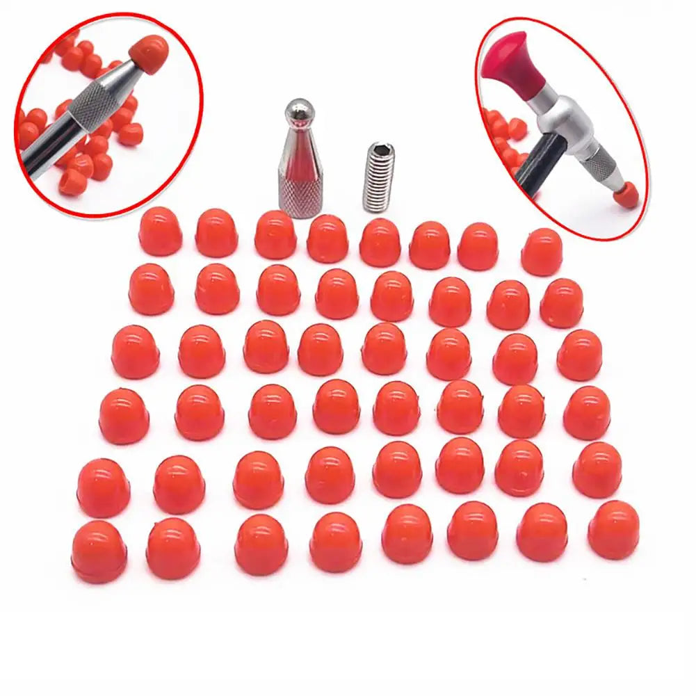 50pcs Dent Repair Tools Knock Down Head Replacement With Heads Cover Paintless Car Dent Repair Hand Tool Accessories Tools Kit