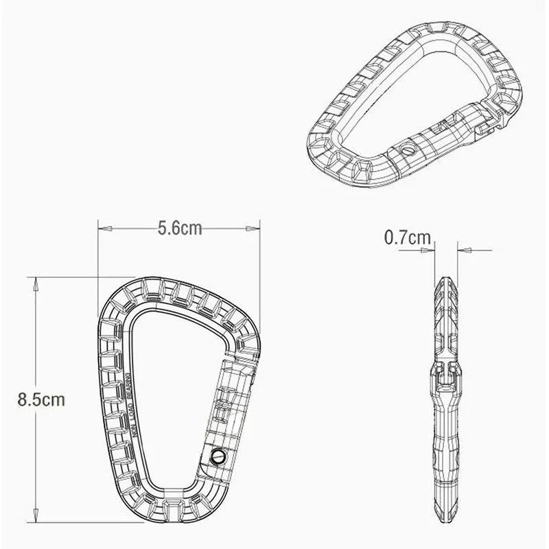 Lot de 5 mousquetons rapides en plastique de 8,5 cm avec boucle pour sac à dos, crochet en forme de D, équipement EDC pour camping en plein air 