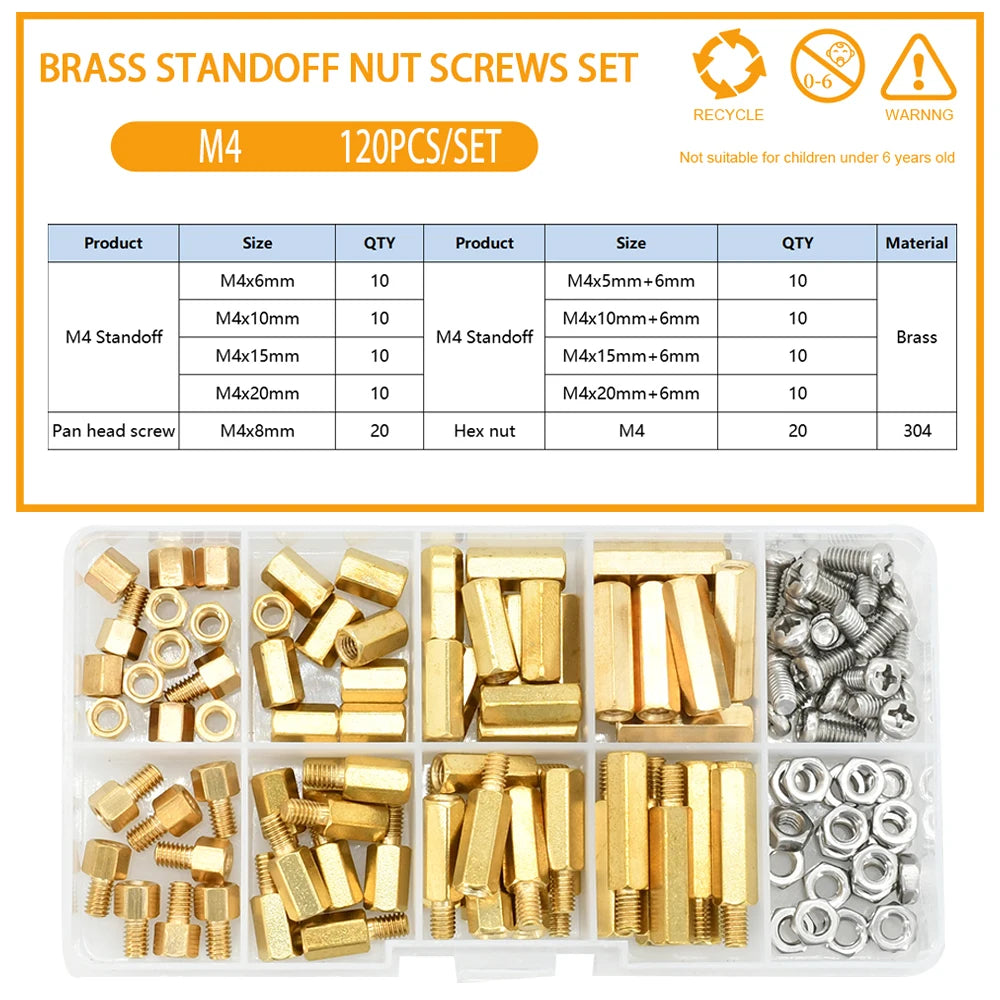 M2 M2.5 M3 M4 Hex Brass Standoff PCB Motherboard Spacer Screw Nut Thread Pillar Mount Male Female Spacer Bolt Assortment Kit