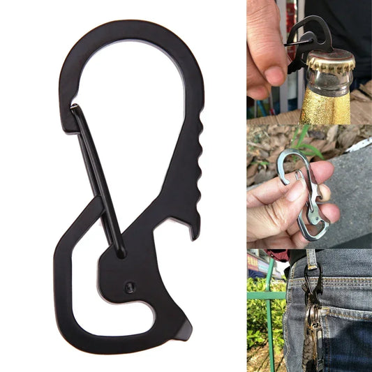 Karabiner-Schlüsselanhänger-Haken für den Außenbereich, Edelstahl-Karabiner, Kapselheber, Sechskantschlüssel, Flaschenöffner, Schlüsselanhänger, Kletterzubehör 