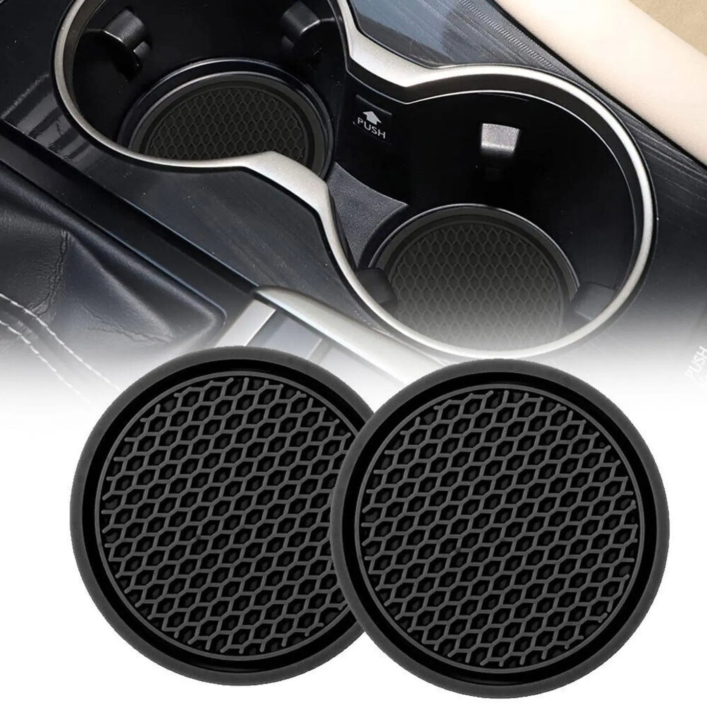 2pcs Non-slip Car Water Cup Pad Diamond Rhinestone Rubber Mat For Bottle Holder Coaster Auto Interior Anti-skid Cup Holders 7cm