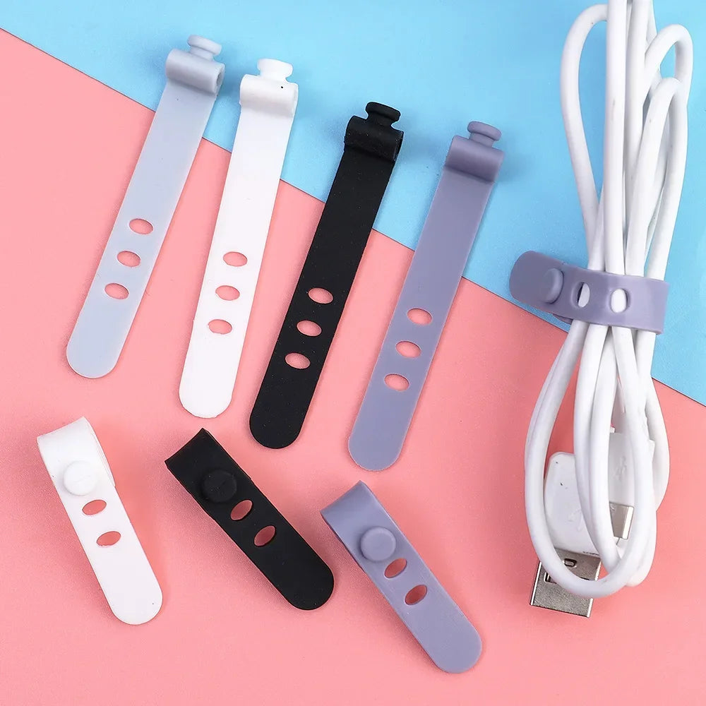 10/5/1pcs Reusable Fastening Cable Ties Cord Organizer for Earphone Mouse Cable Winder Portable Soft Silicone Wire Organizer