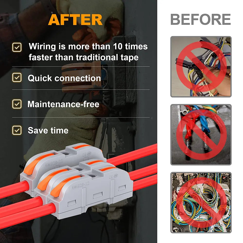 Quick Splicing Multiplex Butt Wire Connector Compact Electrical Cable Terminal Block Home Wiring Connectors for Circuit Inline