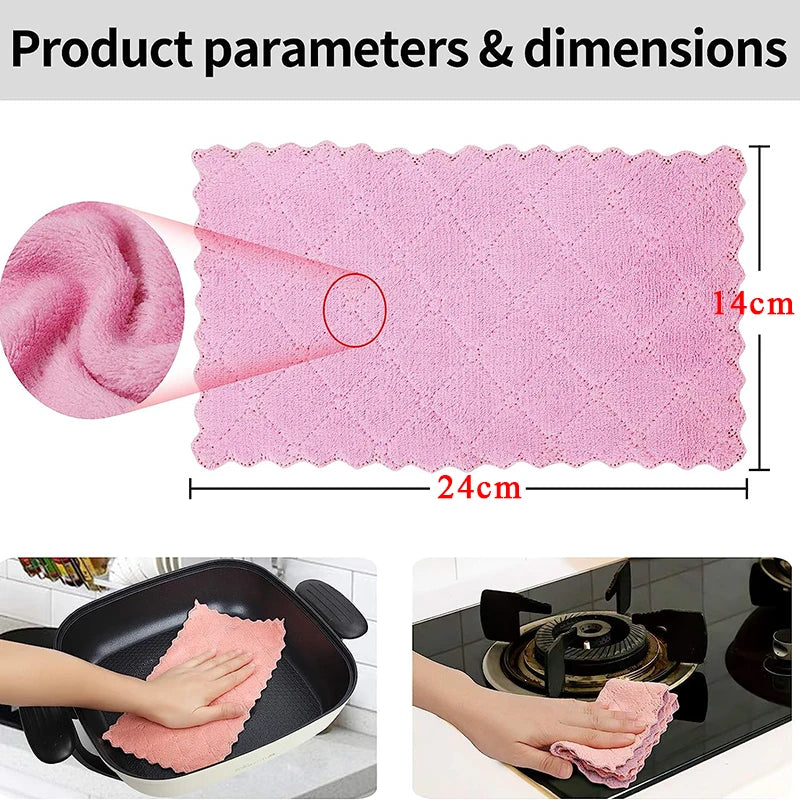 1/5/10pcs Microfiber Towel Absorbent Kitchen Cleaning Cloth Non-stick Oil Dish Towel Rags Napkins Tableware Household Cleaning