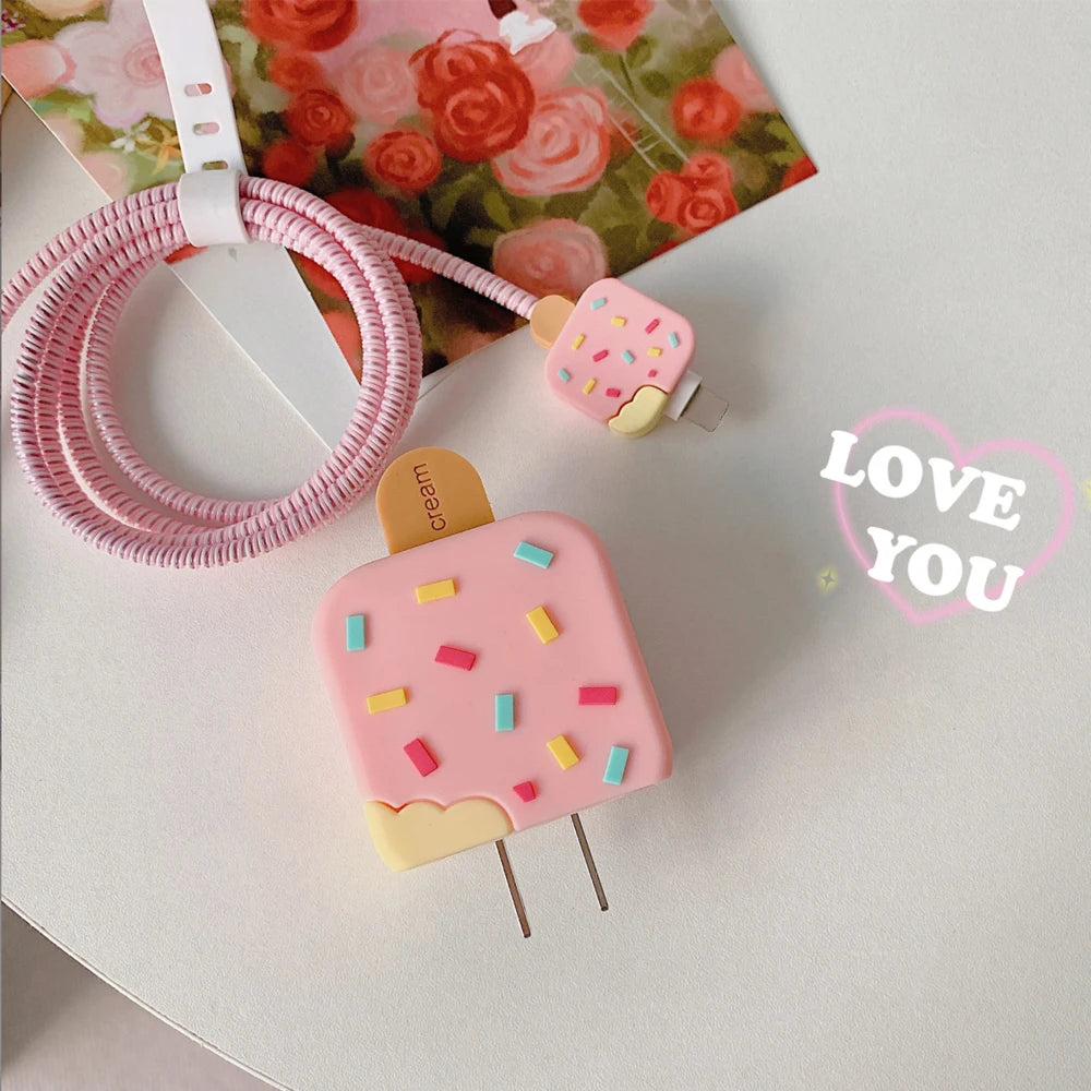 4 PCS Cute Cable Protector for iPhone / iPad 18W/20W Charger Case Protection Cover Cartoon Cable Protector Data Line Accessories