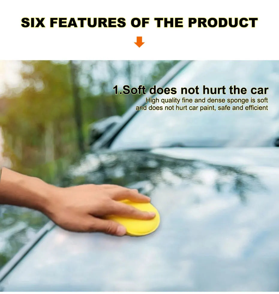 SEAMETAL 12pcs Car Round Waxing Polish Sponges High Density Foam Applicator Pads Polishing Sponges for Car Detailing Tools